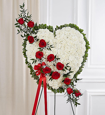 Always in My Heart Floral Heart- Red & White