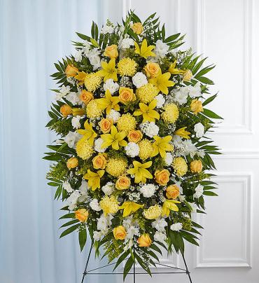 Yellow &amp; White Sympathy Standing Spray