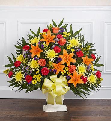 Heartfelt Tribute Floor Basket- Bright