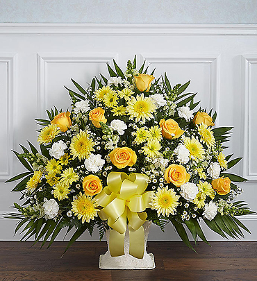 Heartfelt Tribute Floor Basket- Yellow