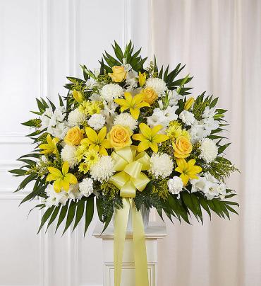 Heartfelt Sympathies Standing Basket- Yellow