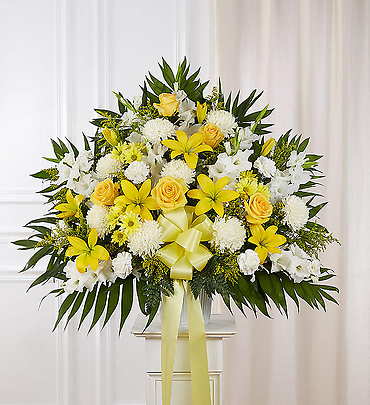 Heartfelt Sympathies Standing Basket- Yellow