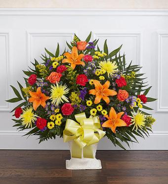 Heartfelt Tribute Floor Basket- Bright