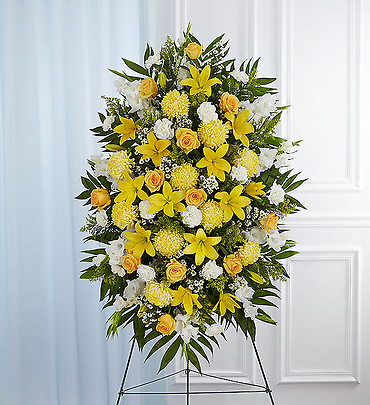 Yellow &amp; White Sympathy Standing Spray