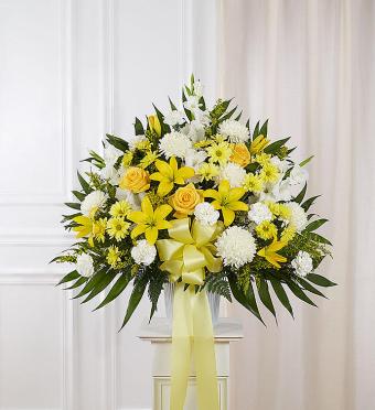 Heartfelt Sympathies Standing Basket- Yellow