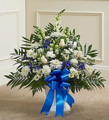 Tribute Blue &amp; White Floor Basket Arrangement