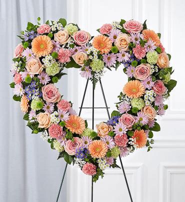 Always Remember Floral Heart Tribute- Pastel