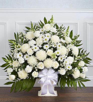 Heartfelt Tribute Floor Basket- White