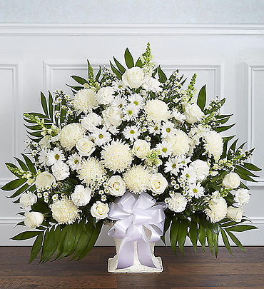 Heartfelt Tribute Floor Basket- White