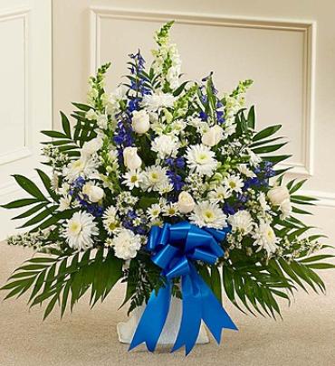 Tribute Blue &amp; White Floor Basket Arrangement