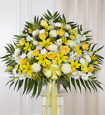 Heartfelt Sympathies Standing Basket- Yellow