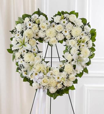 Always Remember Floral Heart Tribute- White