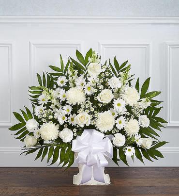 Heartfelt Tribute Floor Basket- White