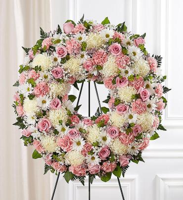 Serene Blessings Standing Wreath- Pink & White