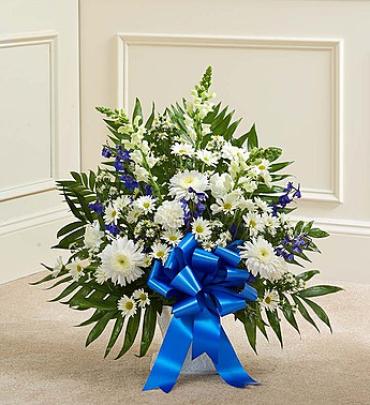 Tribute Blue &amp; White Floor Basket Arrangement