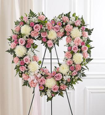 Always Remember Floral Heart Tribute- Pink