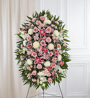 Pink &amp; White Sympathy Standing Spray