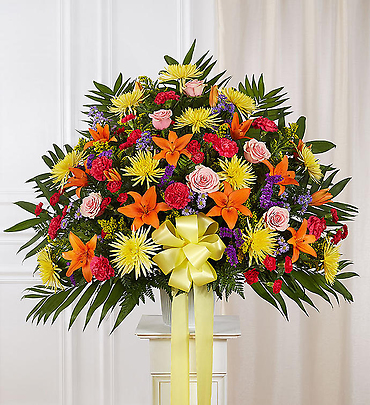 Heartfelt Sympathies Standing Basket- Bright